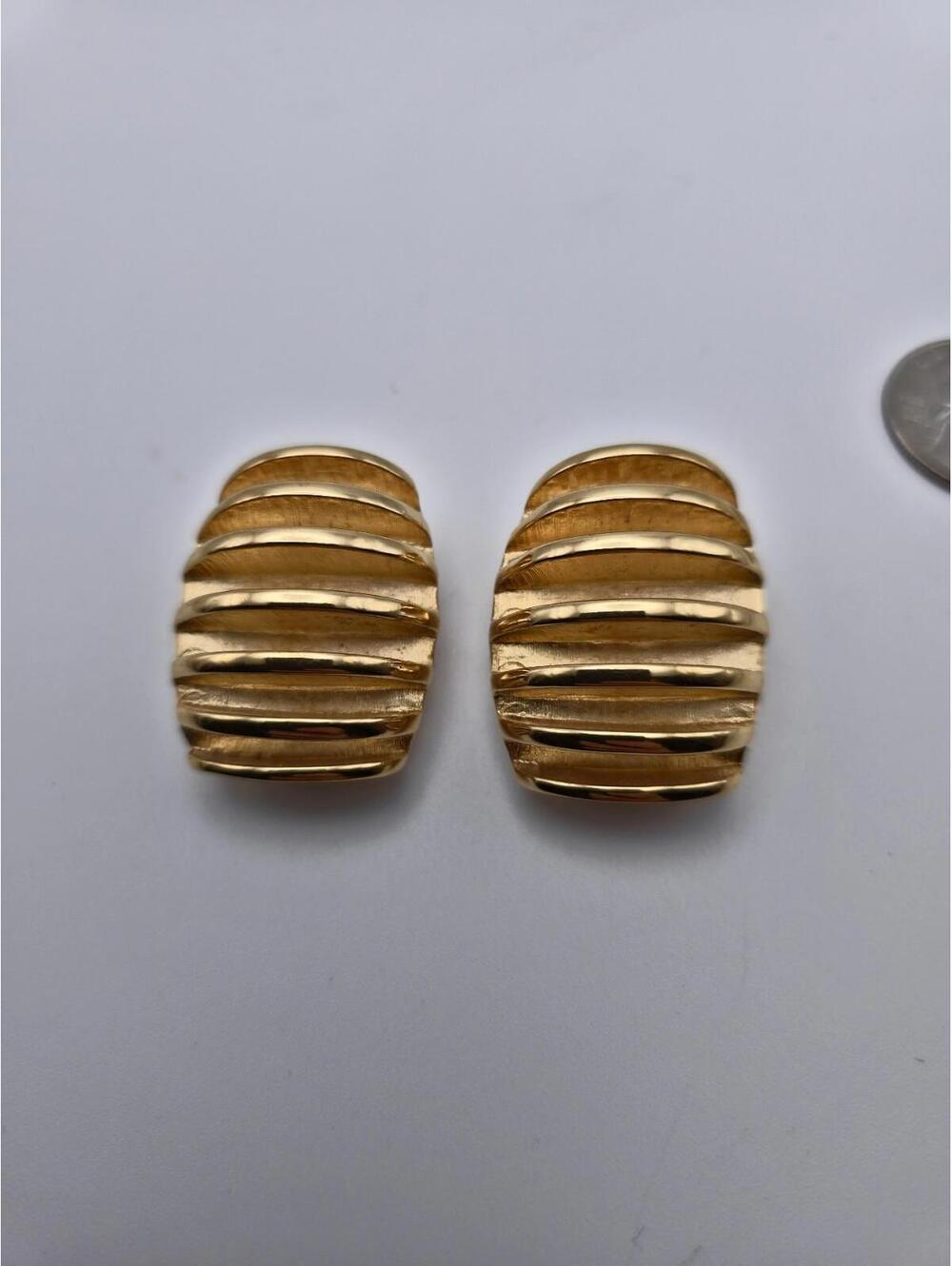 Givenchy Paris NY Large Gold Tone Clip Earrings